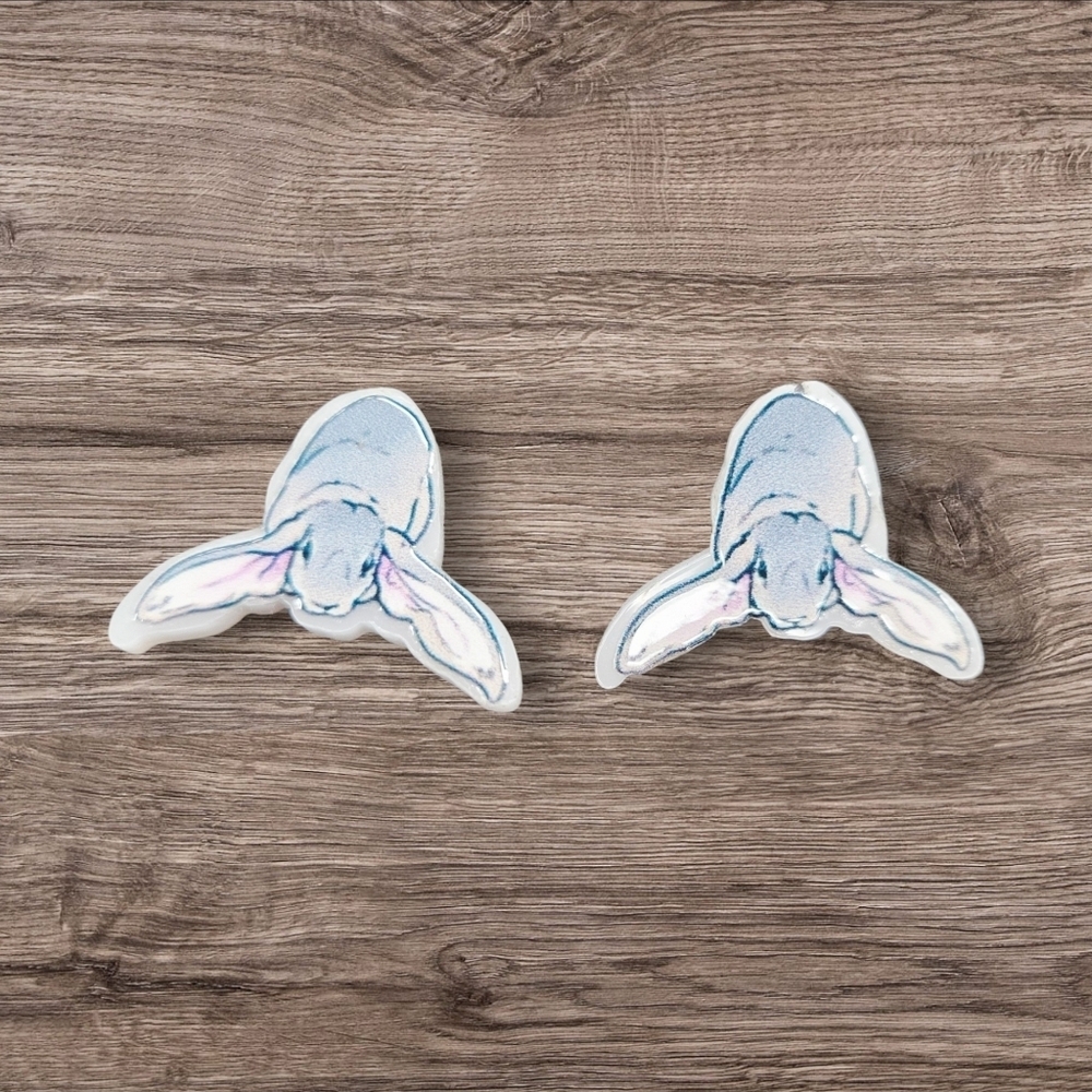 English Lop Velveteen bunny rabbit acrylic handmade hypoallergenic earrings